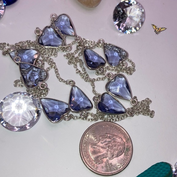 Heart Amethyst Gemstone Handmade Station Necklace - Picture 4 of 4